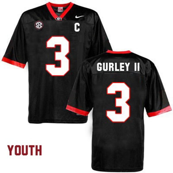 Georgia Bulldogs Youth NCAA Todd Gurley II #3 Black College Football Jersey HLE1849GA